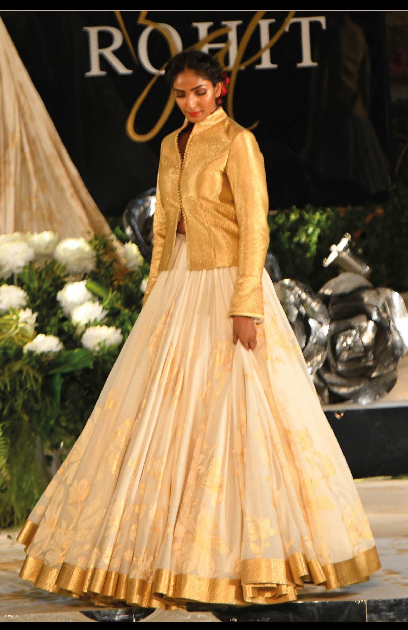 Golden Jacket Lehenga Choli for Indian Bridal Wear – Nameera by Farooq