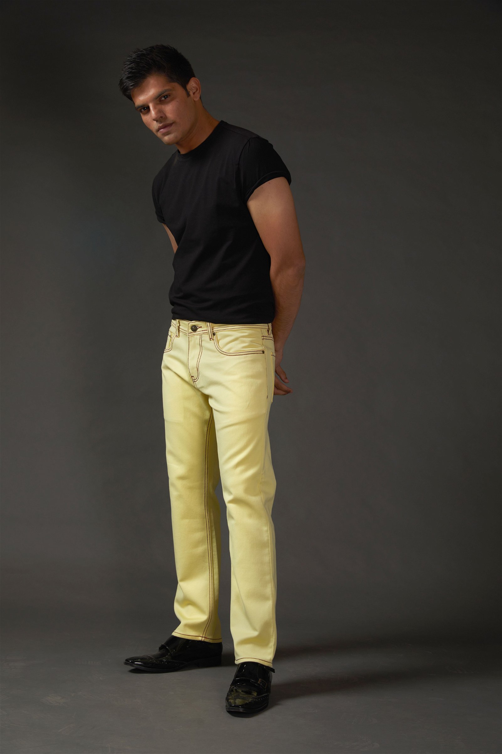 Buy Medallion Yellow Popcorn Textured Straight Fit Pant - Tistabene