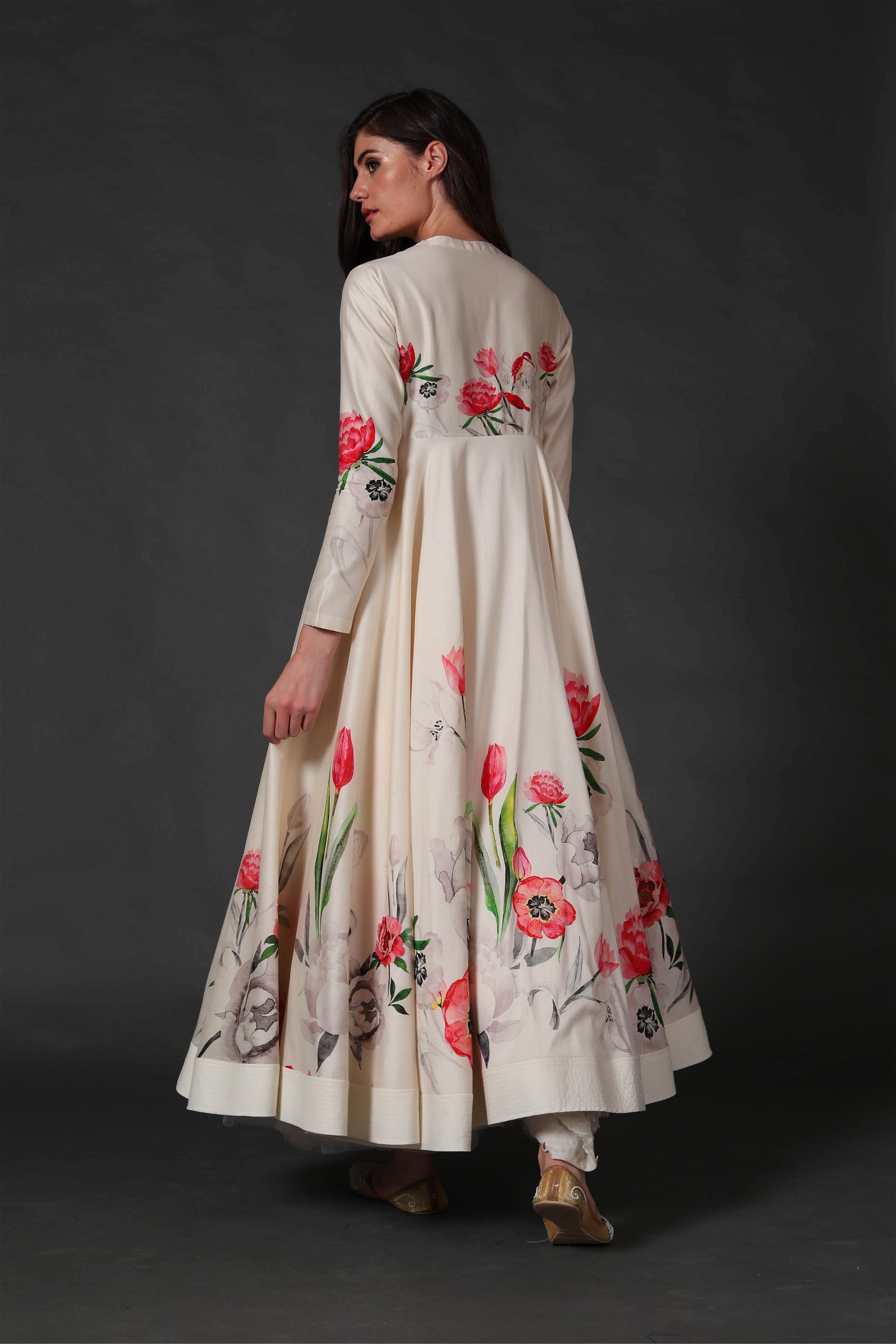 Buy Yellow Zari Embroidered Chanderi Anarkali Suit  Set of 3   SC6779YellowBIRA3  The loom