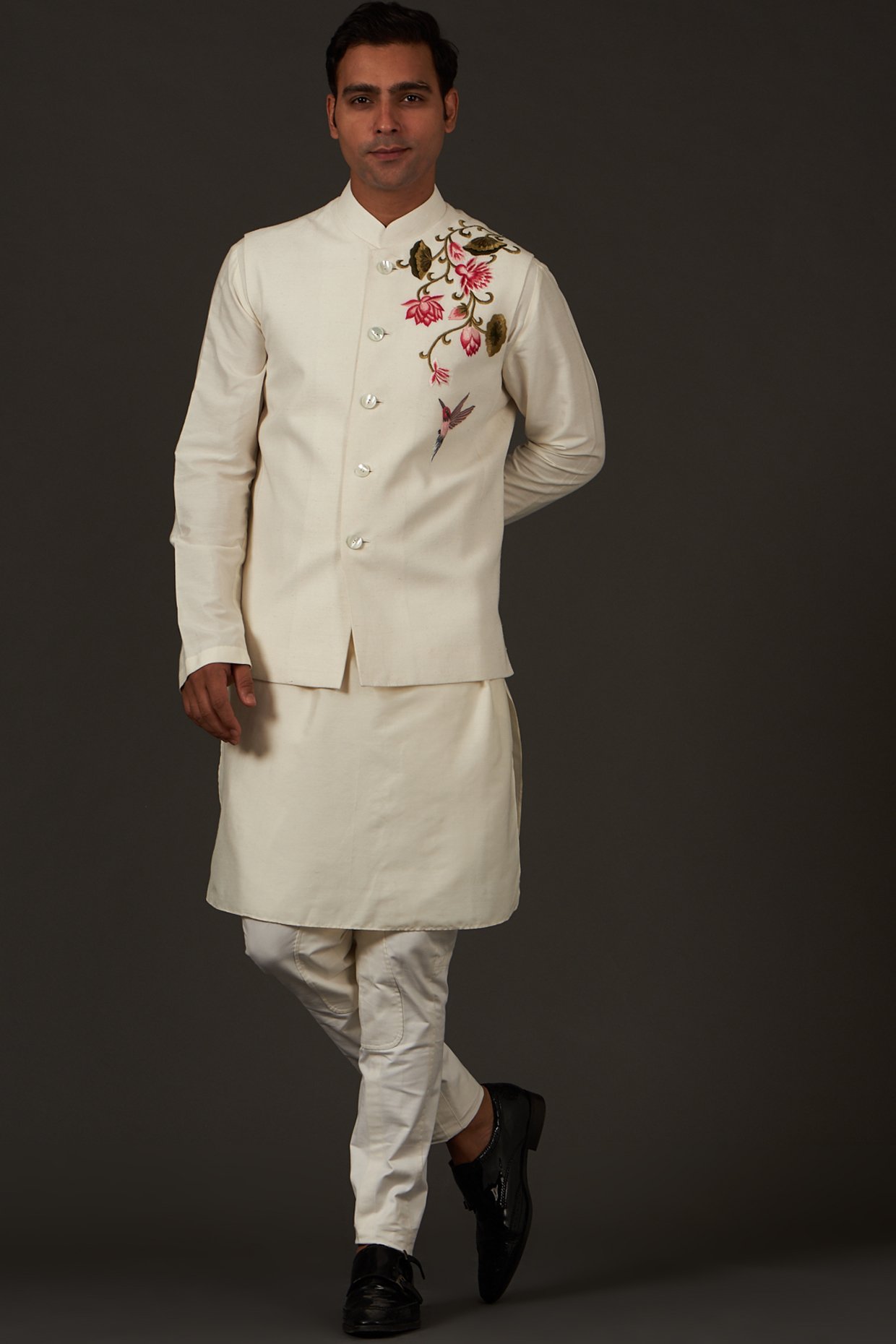Rama Blue Nehru Jacket Set With Embroidery Work | Nehru jackets, Rose jacket,  Jackets