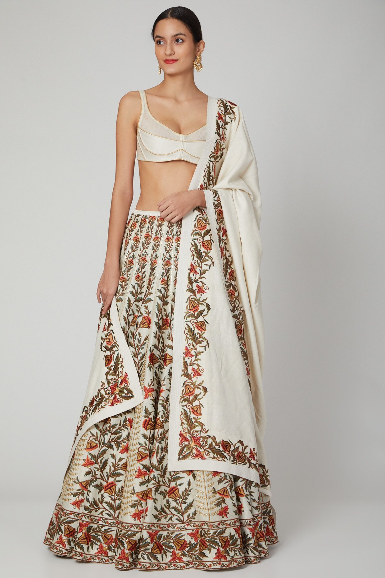Rohit Bal Velvet Embroidered Corset And Lehenga Set (L, Beige, Wine) in  Surat at best price by Lanchan Designer - Justdial
