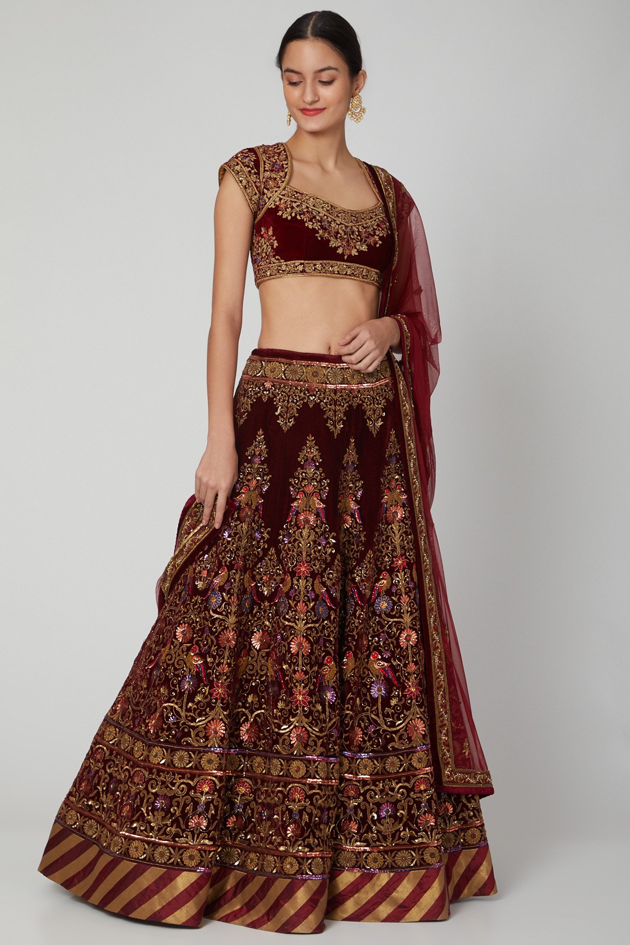 Amavi Presents Design no 1688 Wine colour Tussar Silk Wedding Function Wear lehenga  Choli Catalogue