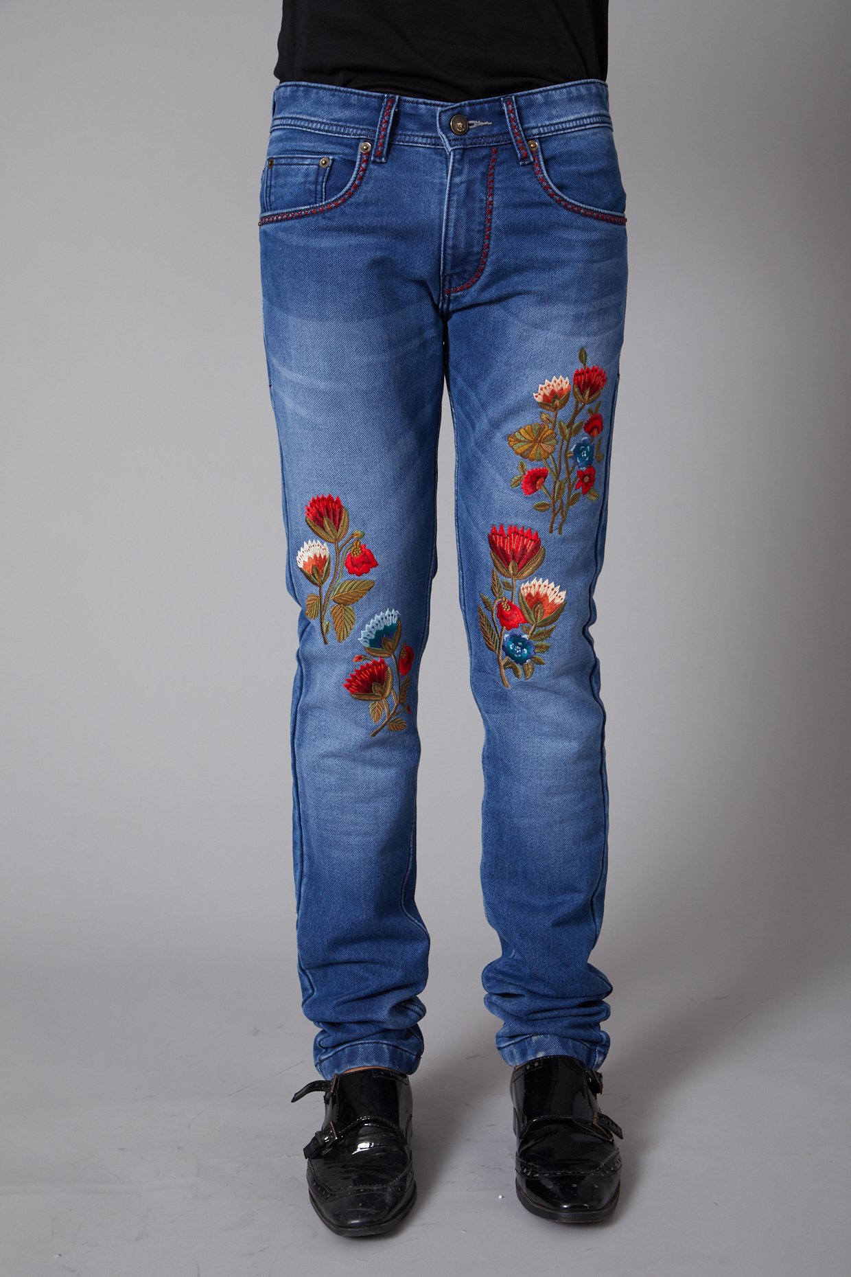 Harajuku Floral Denim Pants For Women Elastic Waist Button Baggy Baggy  Trousers Women With Mid Lantern Design Perfect For Casual Wear From  Leegarden, $21.96 | DHgate.Com