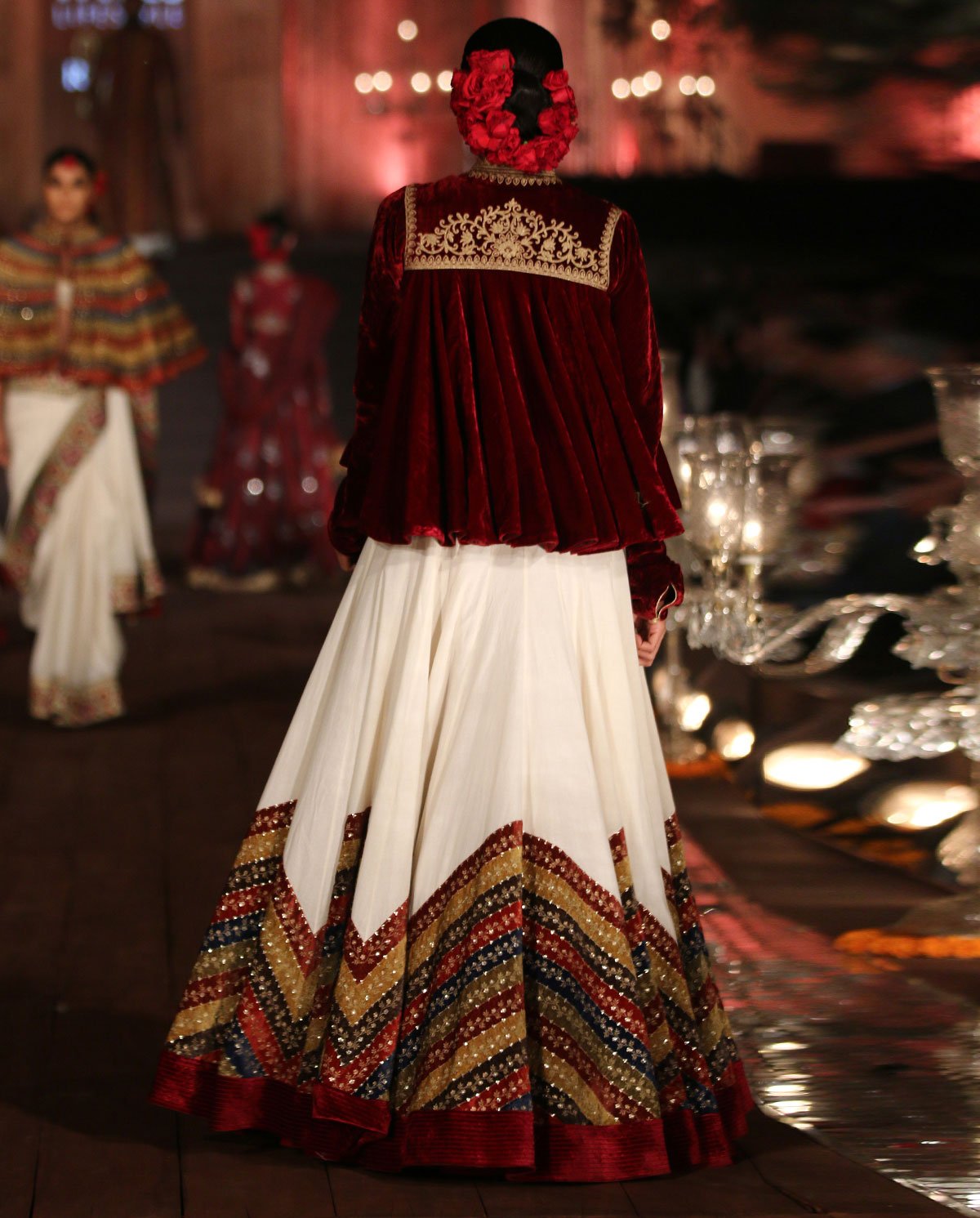 Periwinkle Embellished Velvet Lehenga – Lashkaraa India